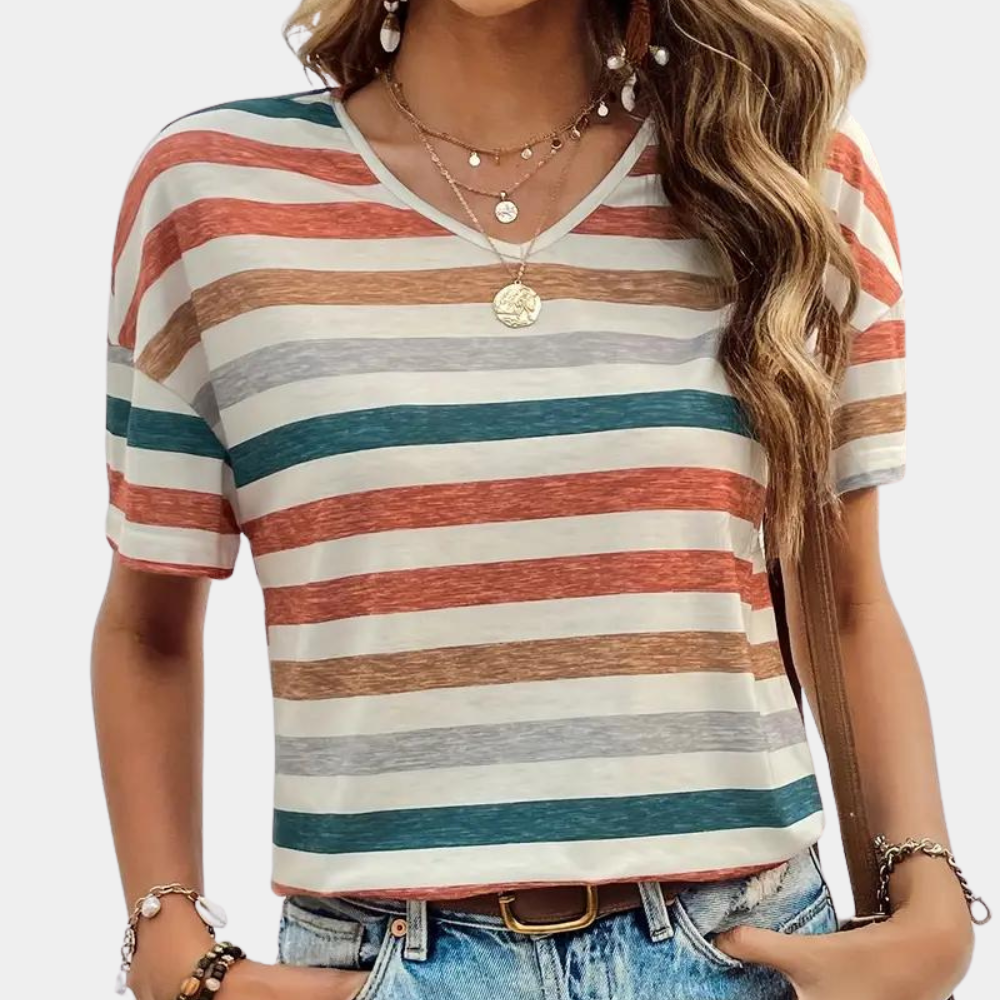 Camiseta De Rayas Para Mujer