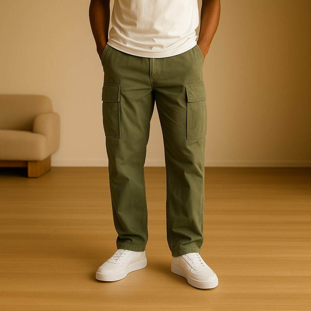 Pantalones Cargo De Pierna Ancha Para Hombre