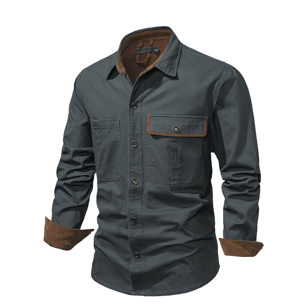 Camisa De Manga Larga Con Botones Para Hombre
