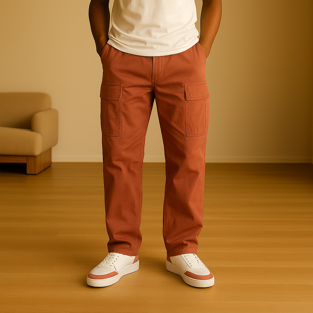 Pantalones Cargo De Pierna Ancha Para Hombre